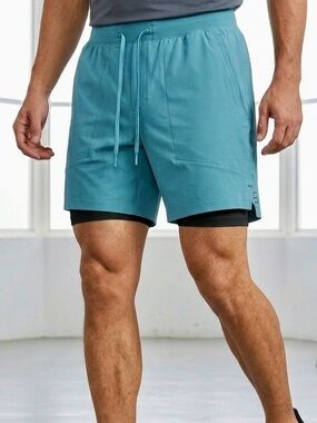 Lululemon License to Train Lined Shorts XL - Utility Blue - Black Liner, Workout